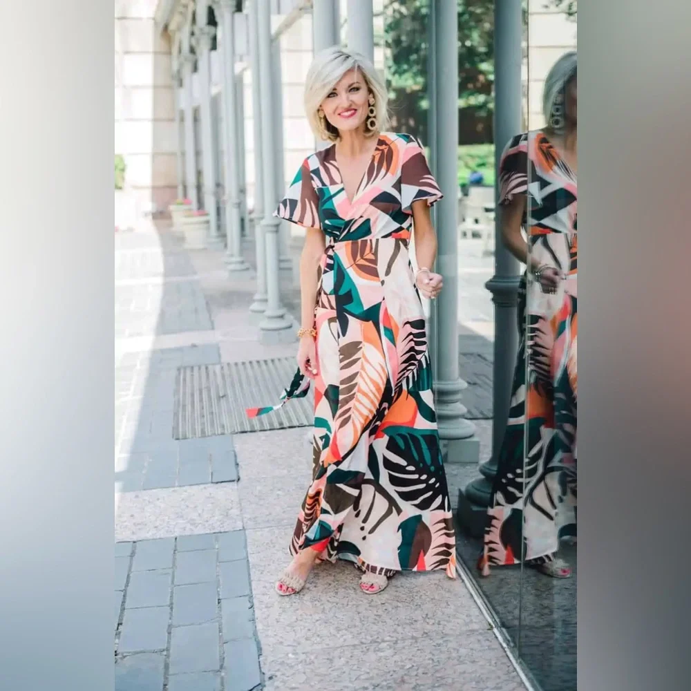 Hutch Kiera Wrap Dress Maxi Tropical Print - Picture 9 of 9